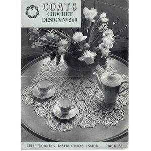 Crochet Doily Pattern Three Sided Motif UK Vintage Coats Crochet Design #269